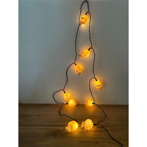 Halloween Plastic Artificial Skull Garland Electric String Lights Decoration - Picture 1 of 14